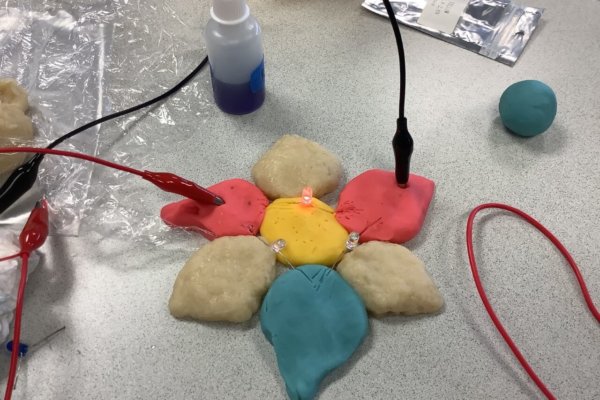 Students learned about how circuits work and then got the chance to make their own with conductive dough and LED lights.