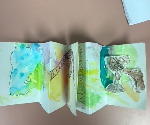 Students learned about biodiversity loss and created watercolor creatures and habitats for their creatures to live in.
